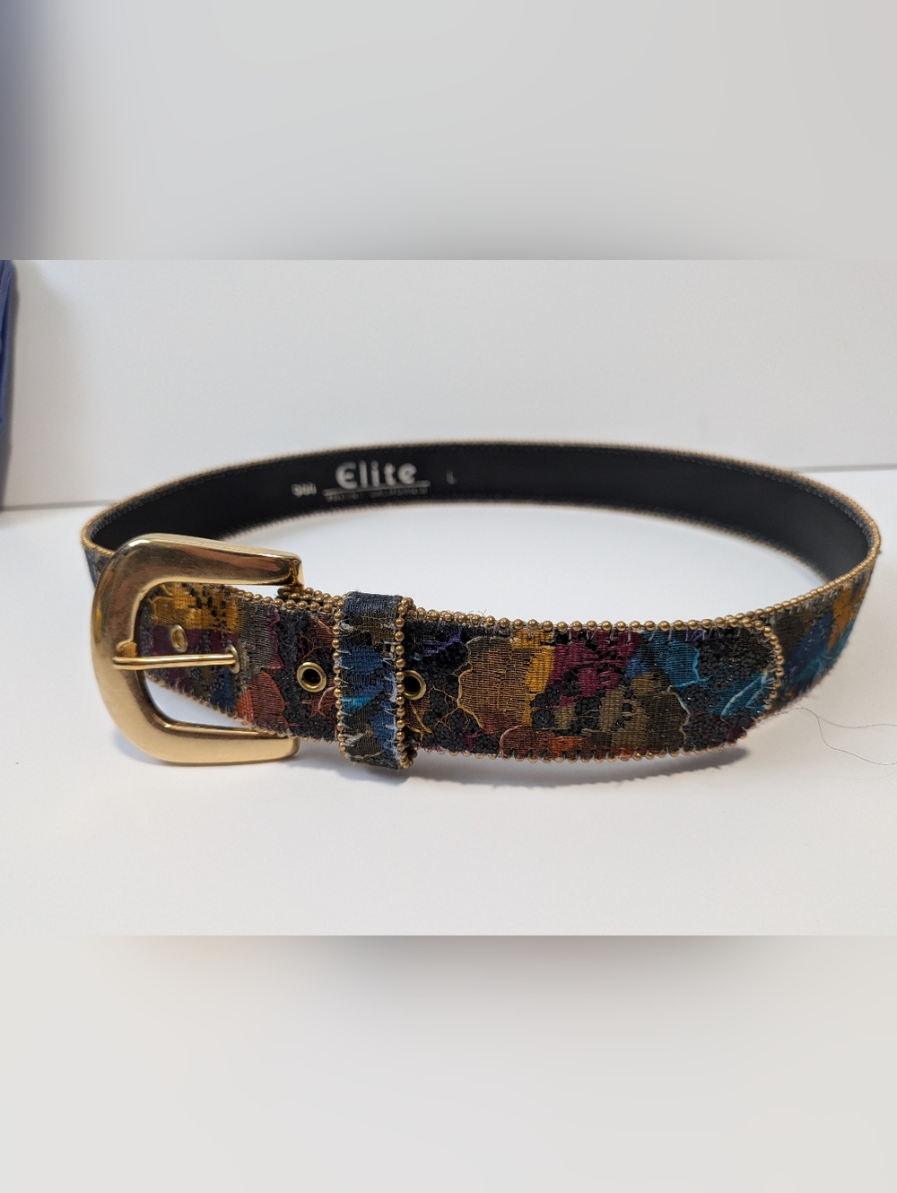Elite Fresno California Belt Floral Multicolor Tapestry Glitter Silver Beads Lar